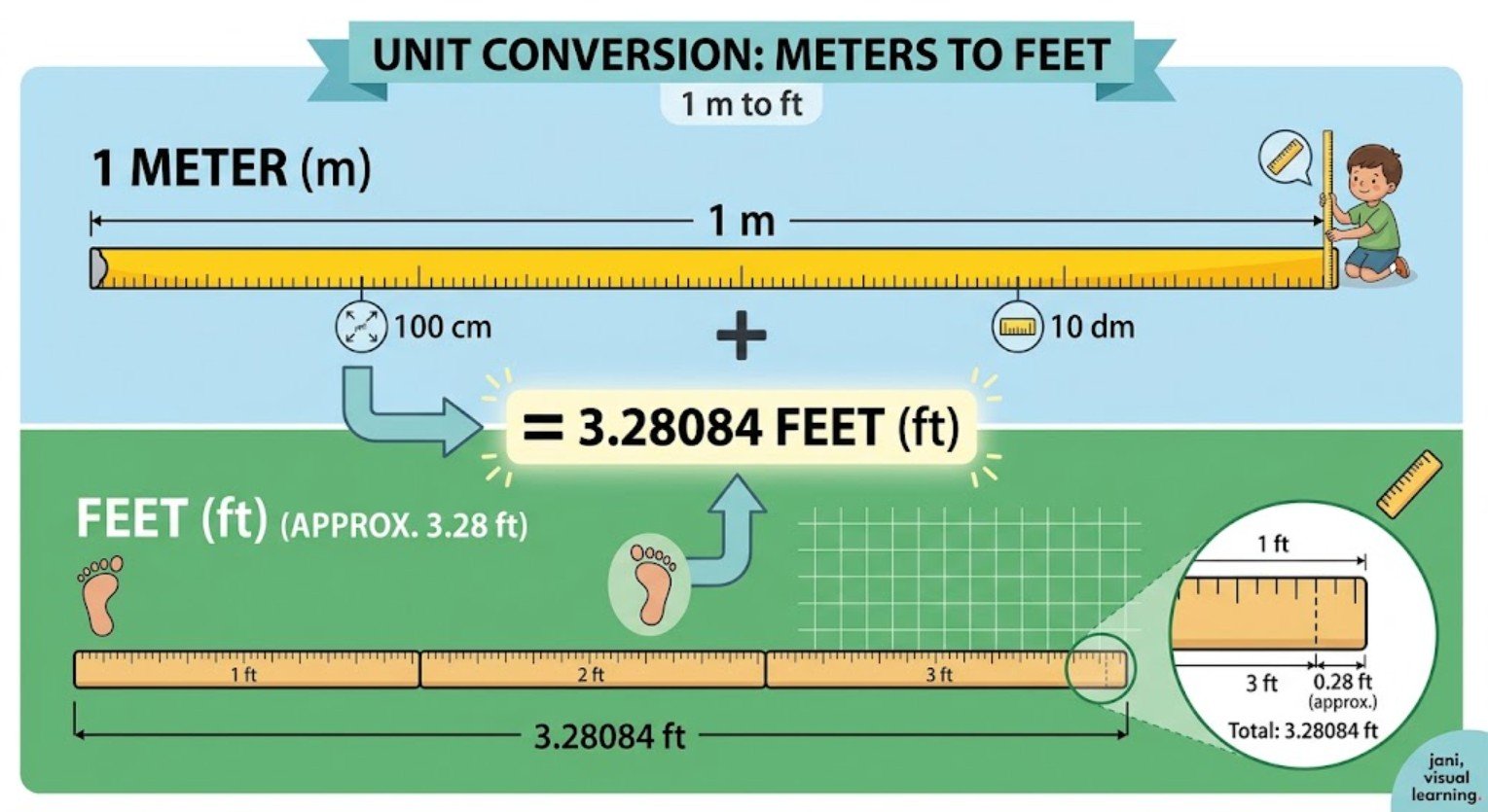 1 Meters to Feet