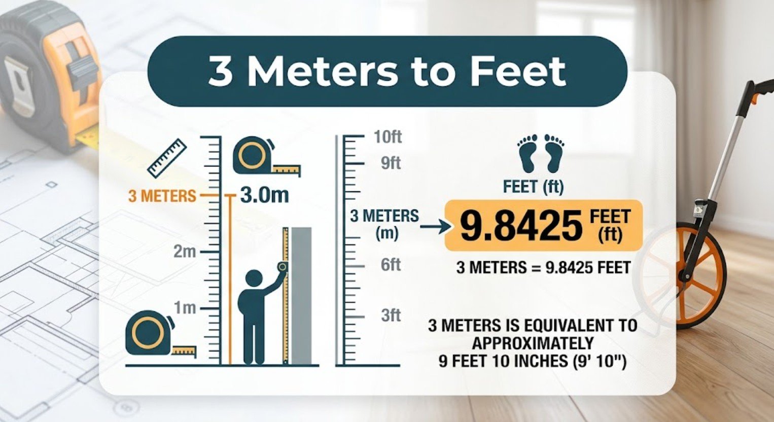 3 Meters to Feet