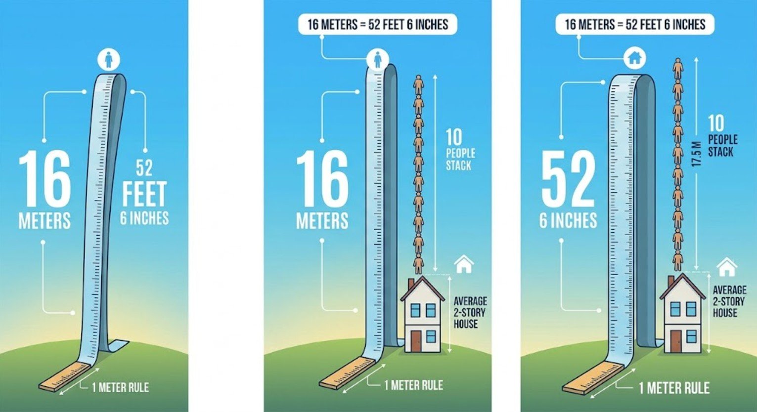16 Meters to Feet