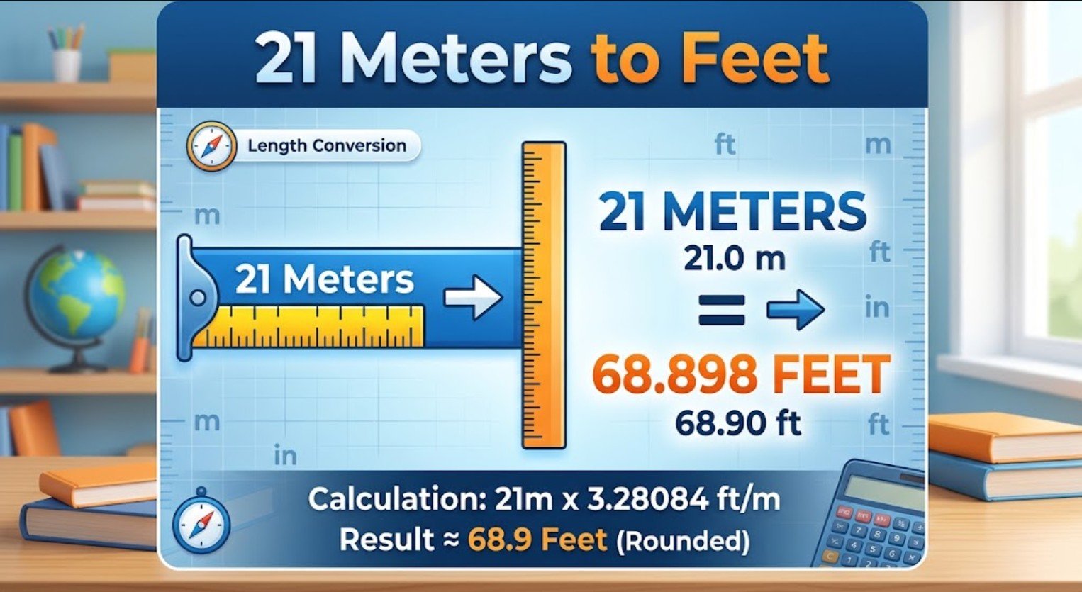 21 Meters to Feet