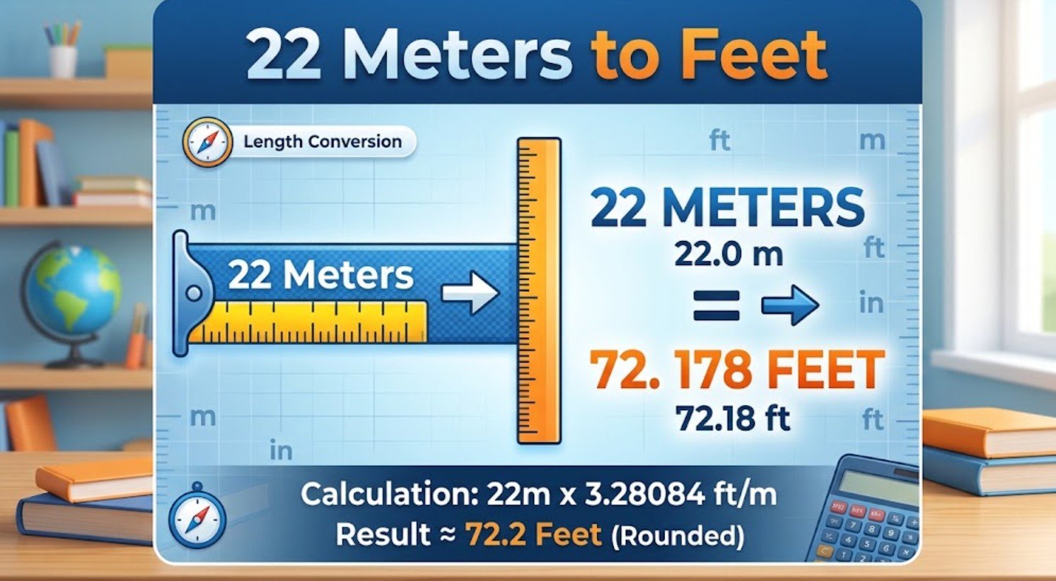 22 Meters to Feet