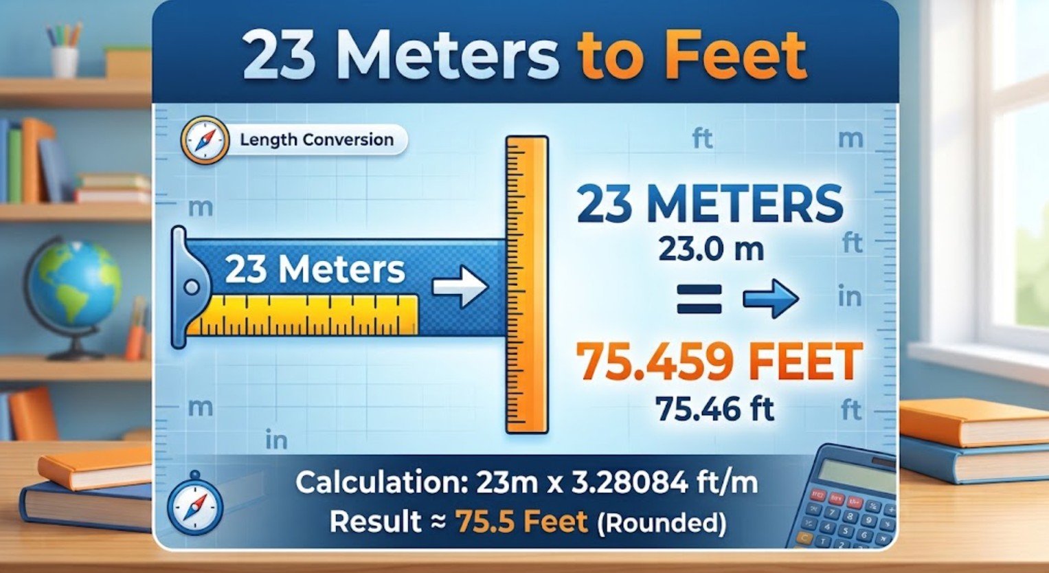 23 Meters to Feet