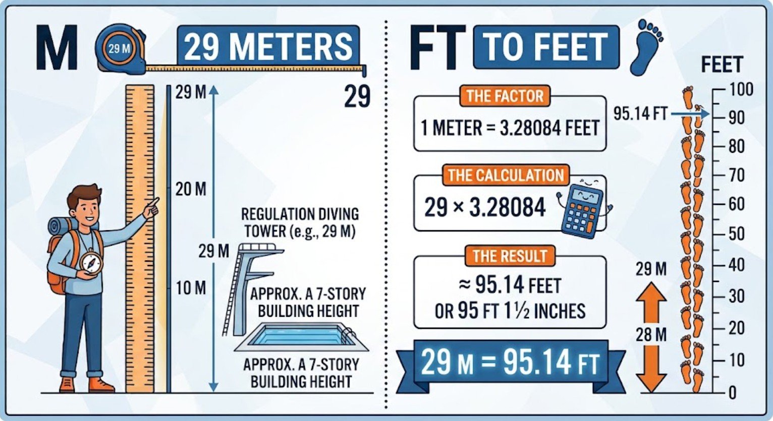 29 Meters to Feet