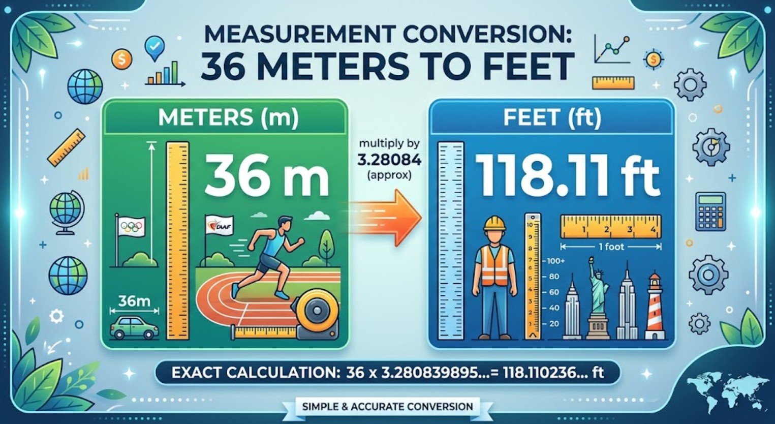 36 Meters to Feet