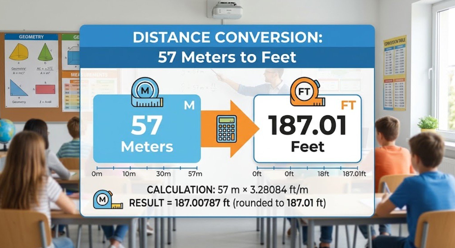 57 Meters to Feet