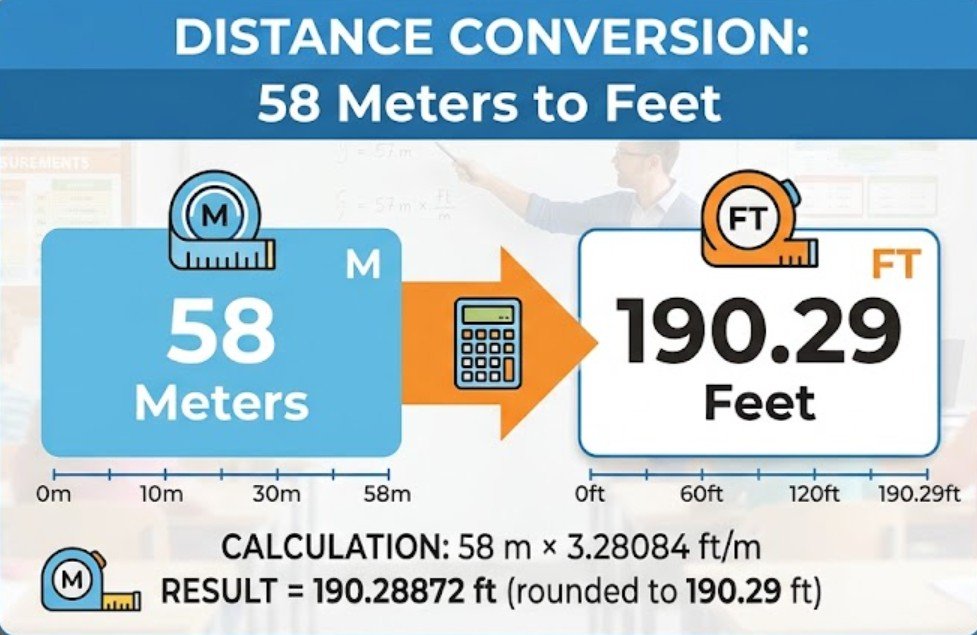 58 Meters to Feet