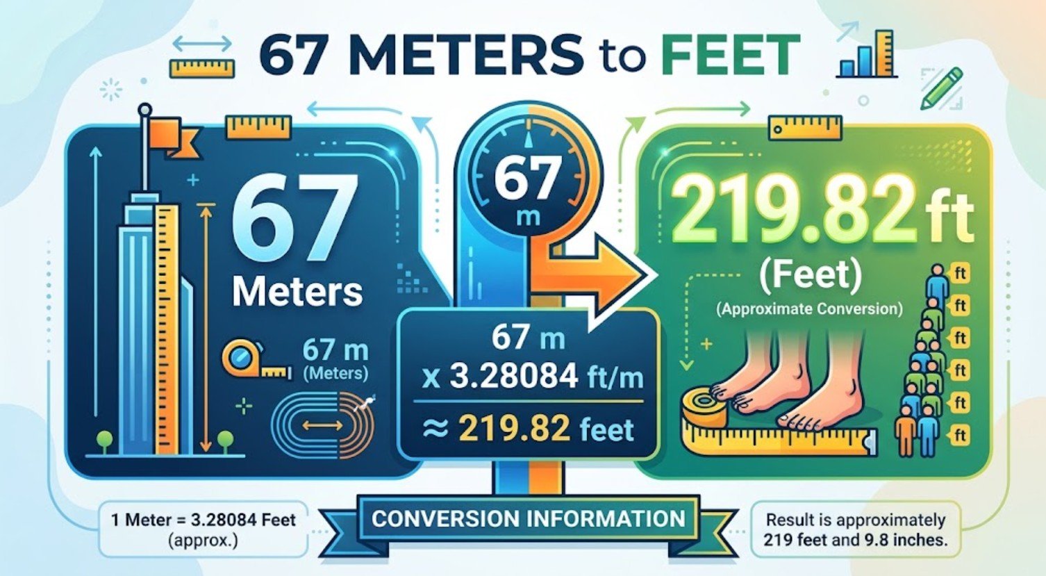 67 Meters to Feet