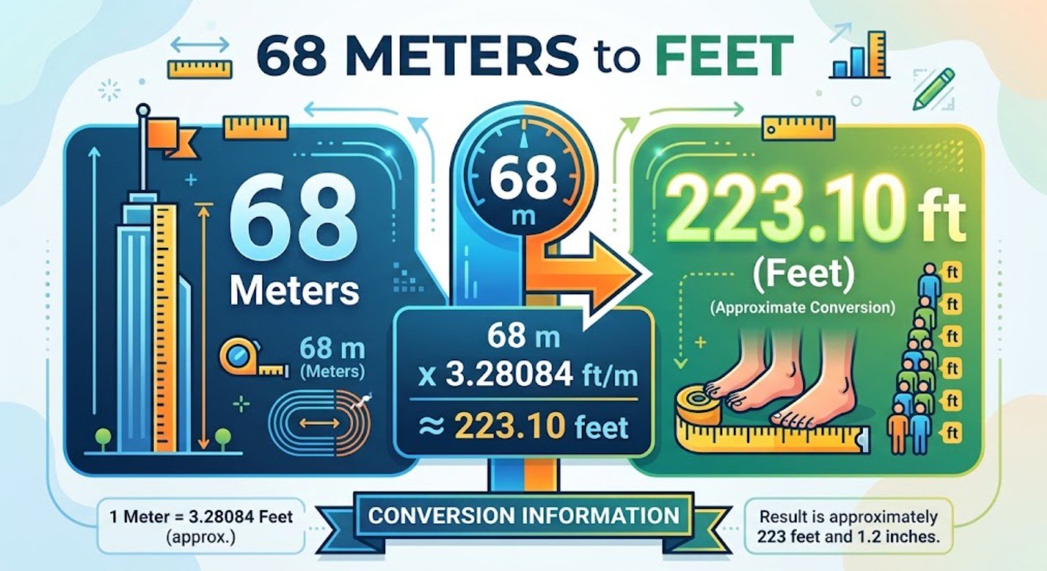 68 Meters to Feet