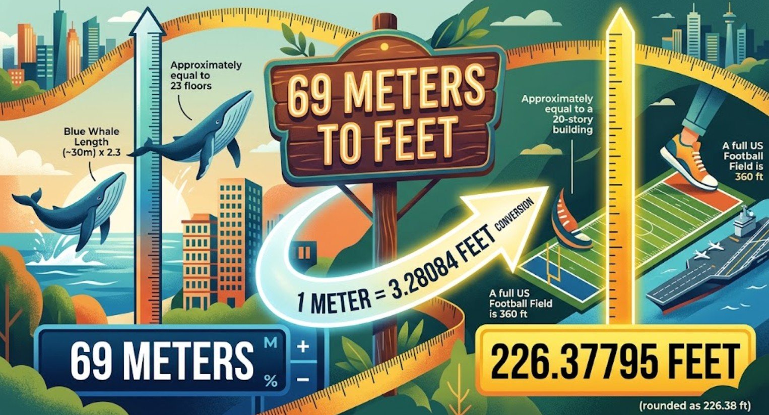 69 Meters to Feet