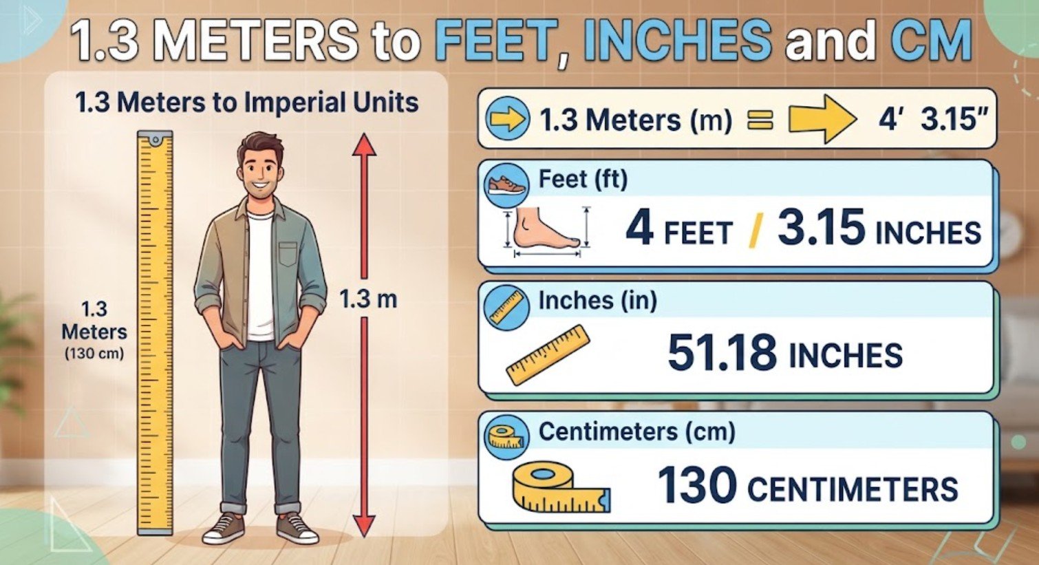 1.3 Meters to Feet