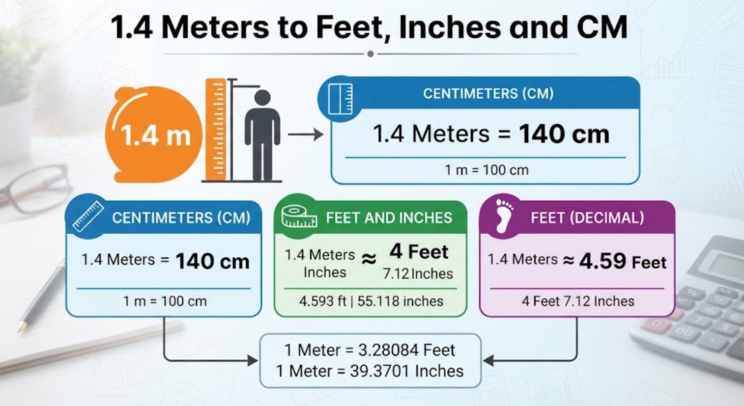 1.4 meters to feet