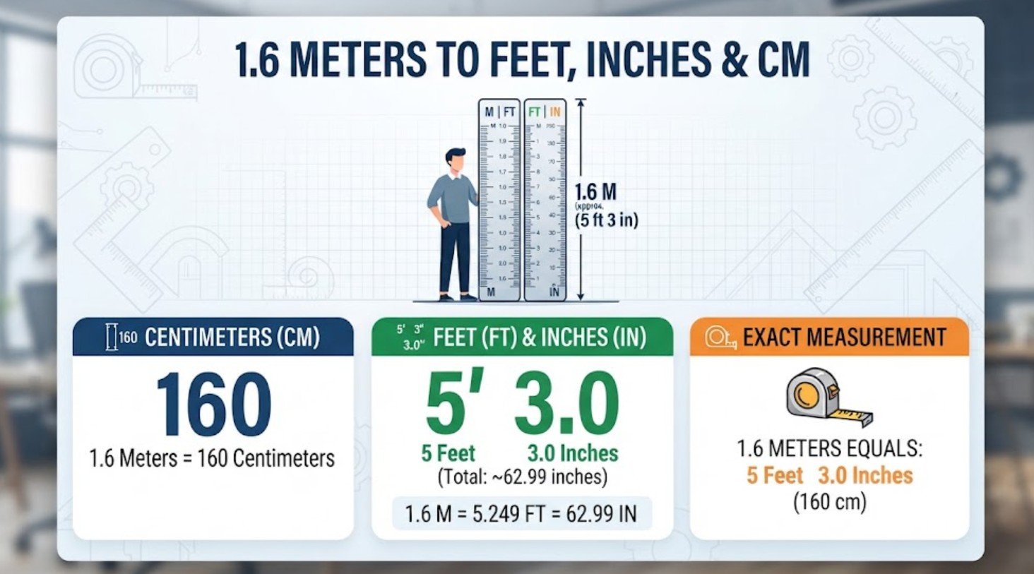 1.6 Meters to Feet