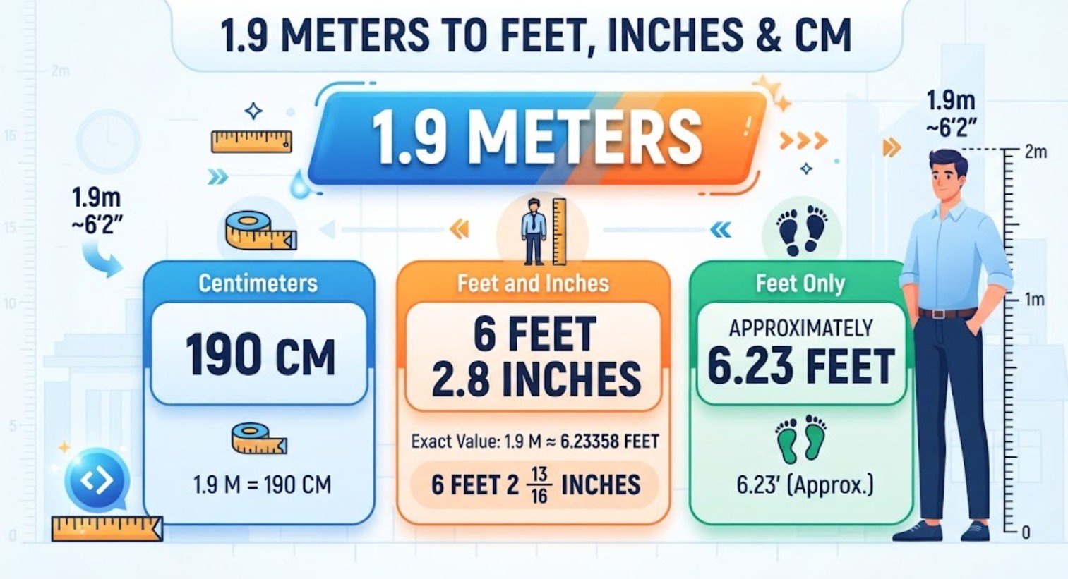 1.9 Meters to Feet