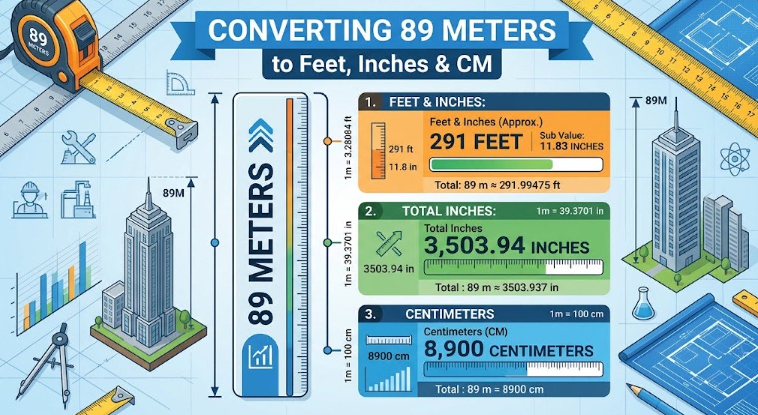 89 Meters to Feet